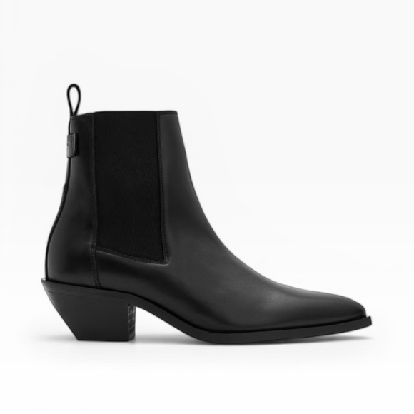 All Saints Fox Pointed Black Toe Leather Chelsea Boots – Sz EU37/US7